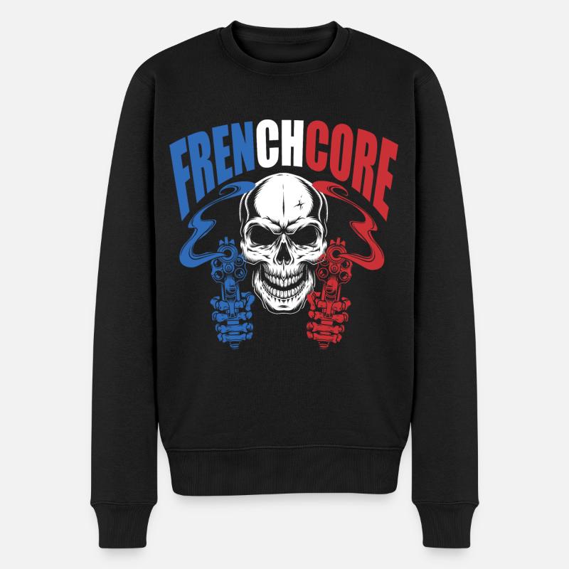 FRENCHCORE SKULL KOPF DES TODES FRANKREICH - Männer Premium Bio Pullover - Schwarz