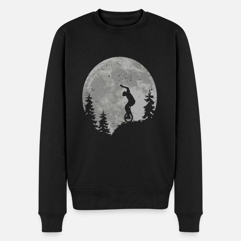 Einrad Geschenk Mond Einradfahrer Einradfahren - Männer Premium Bio Pullover - Schwarz