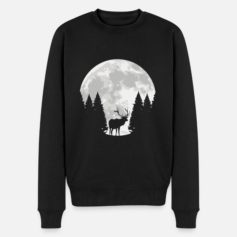 Hirsch Mond Geschenkidee - Männer Premium Bio Pullover - Schwarz