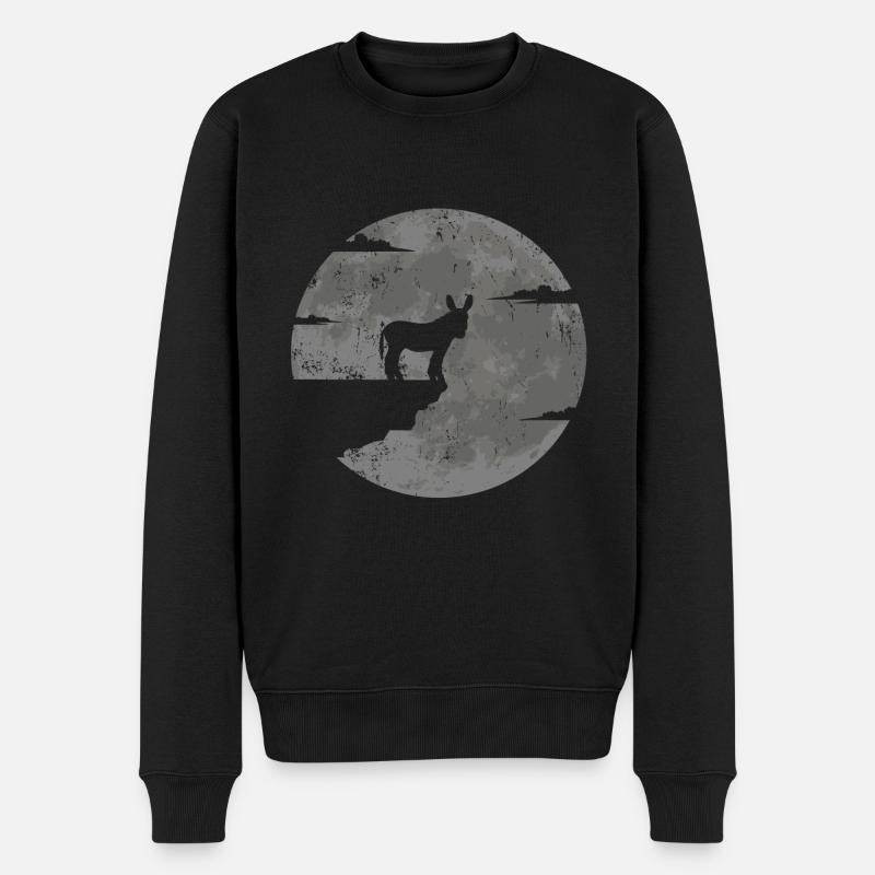 Esel Mond Maultier - Männer Premium Bio Pullover - Schwarz
