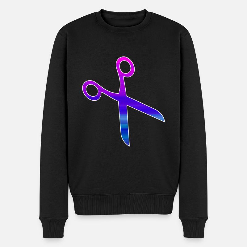 Friseur Schere - Männer Premium Bio Pullover - Schwarz