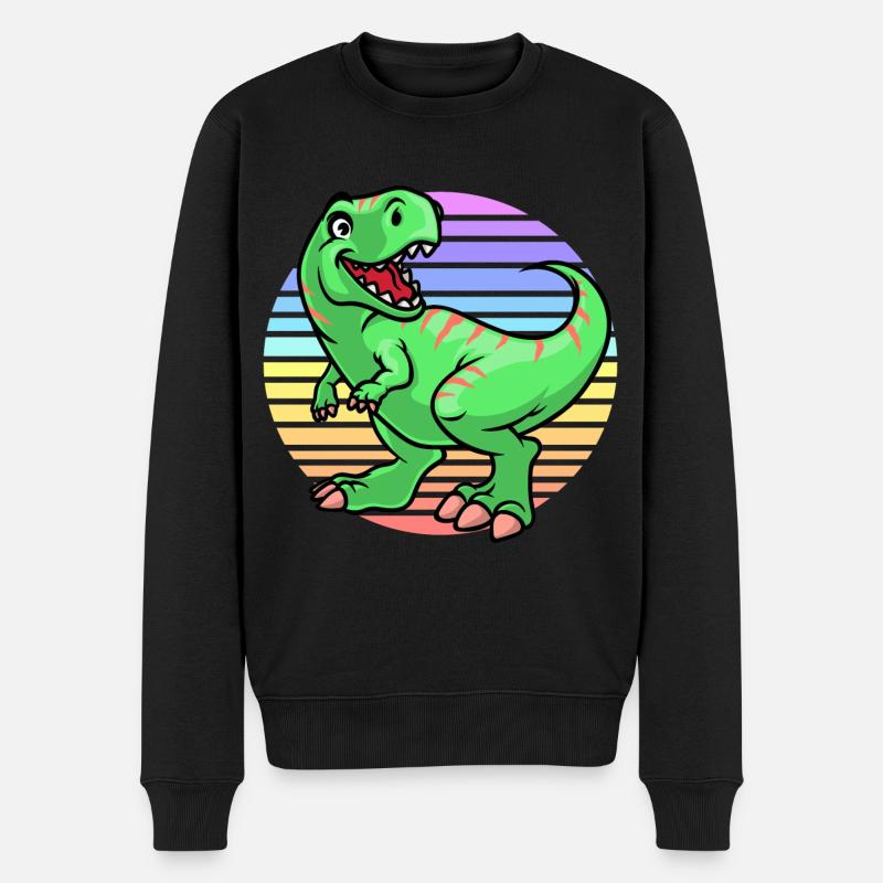 Dinosaurier Sonnenuntergang - Männer Premium Bio Pullover - Schwarz