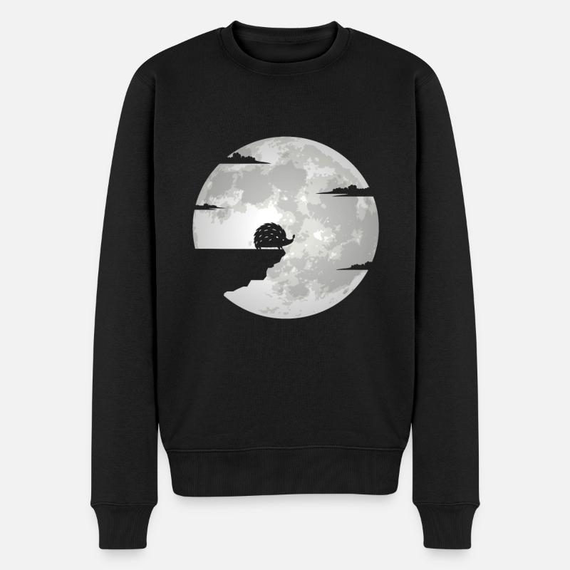 Igel Mond Igelmotiv Vollmond - Männer Premium Bio Pullover - Schwarz
