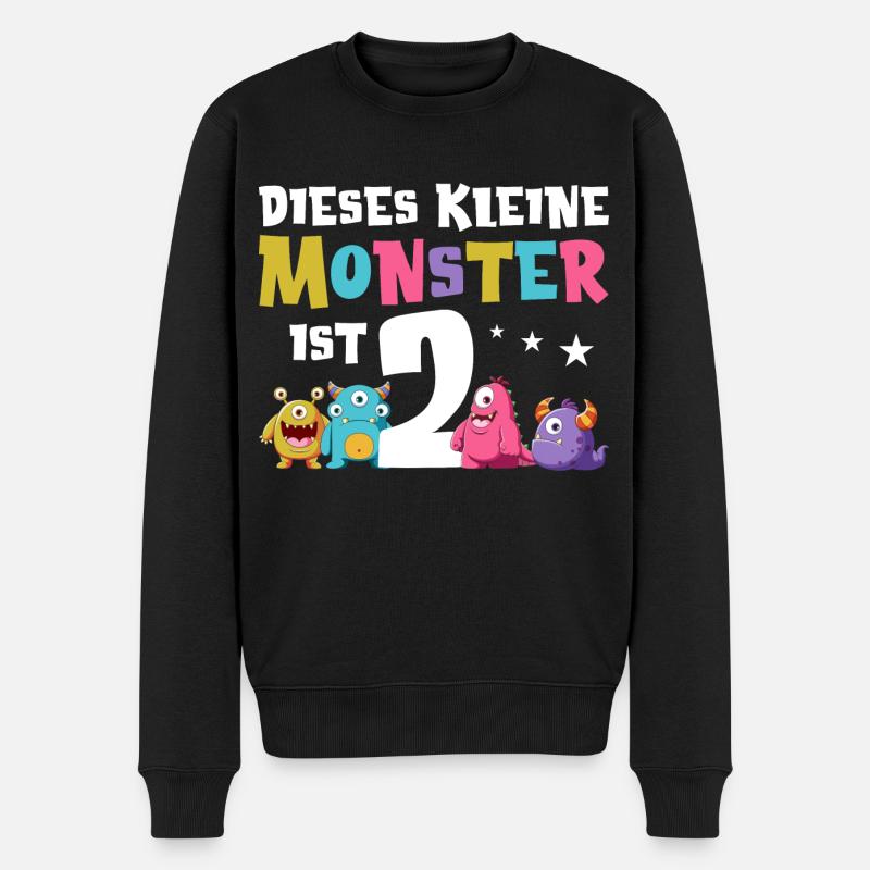 2 Geburtstag 2. Geburtstag Monster Spruch - Männer Premium Bio Pullover - Schwarz
