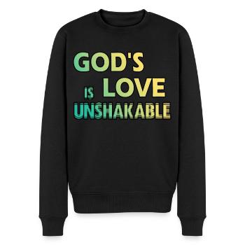 Glaube: Gottes Liebe ist unerschütterlich - Männer Premium Bio Pullover - Schwarz - Vorne - Nico (187cm)