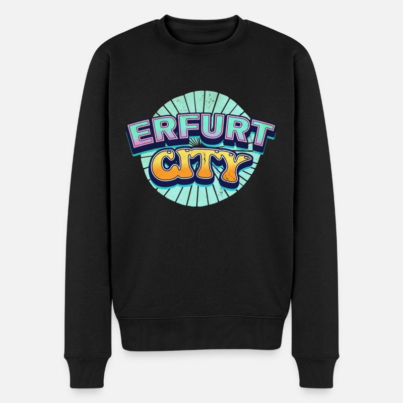 Erfurt Deutschland Stadt Schrift Pop Art Comic - Männer Premium Bio Pullover - Schwarz