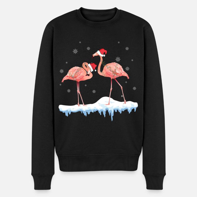 Weihnacht Flamingos - Männer Premium Bio Pullover - Schwarz