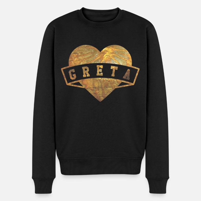 Greta Herzen Gold - Männer Premium Bio Pullover - Schwarz