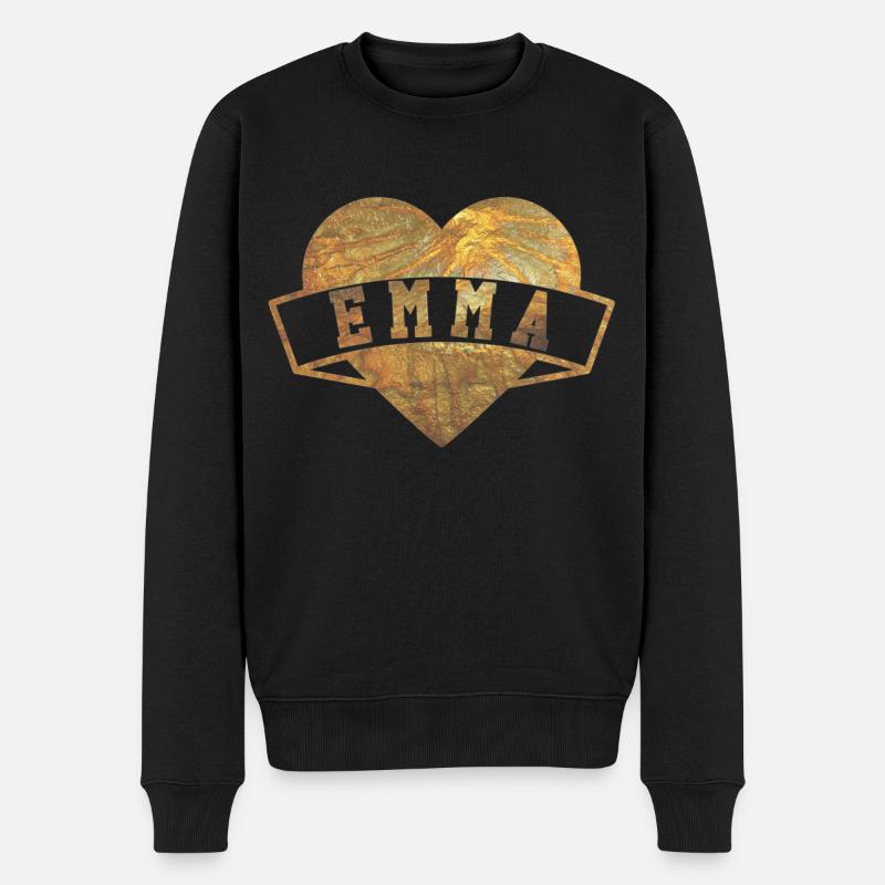 Emma Herzen Gold - Männer Premium Bio Pullover - Schwarz