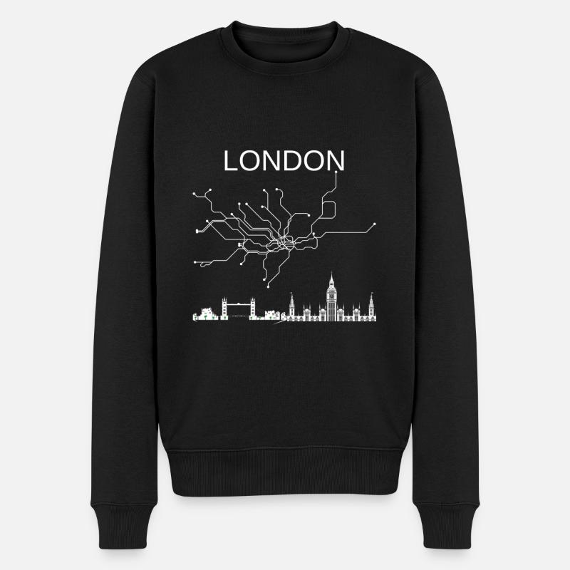 LONDON City - Männer Premium Bio Pullover - Schwarz