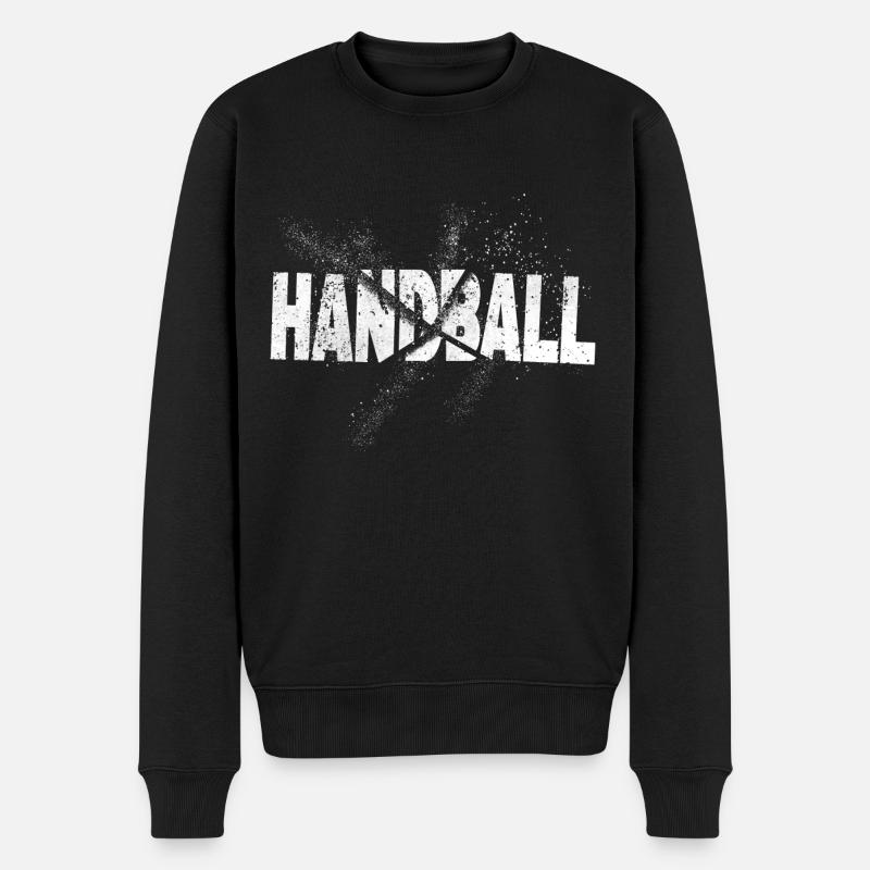 Handball Splash Grunge Handballspieler Handballer - Männer Premium Bio Pullover - Schwarz