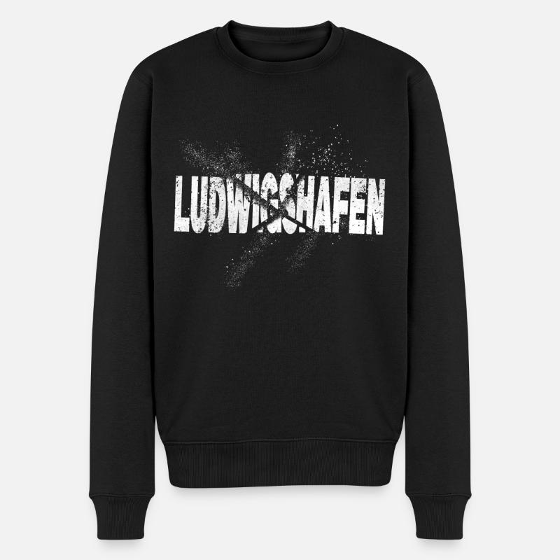 Ludwigshafen Deutschland Stadt Grunge Splash - Männer Premium Bio Pullover - Schwarz