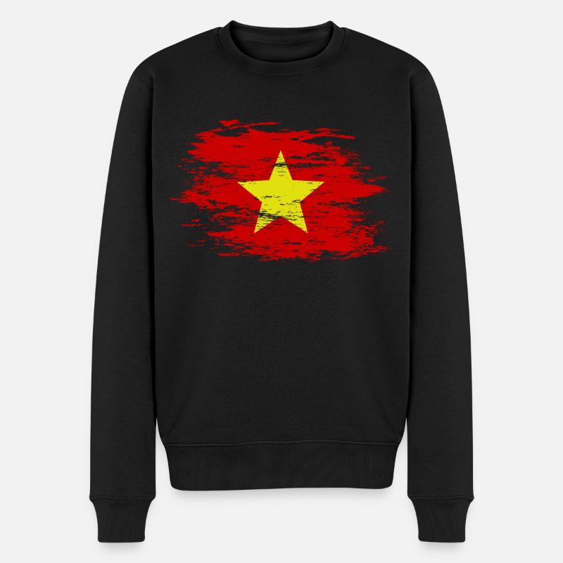 Vietnam Flagge used - Männer Premium Bio Pullover - Schwarz