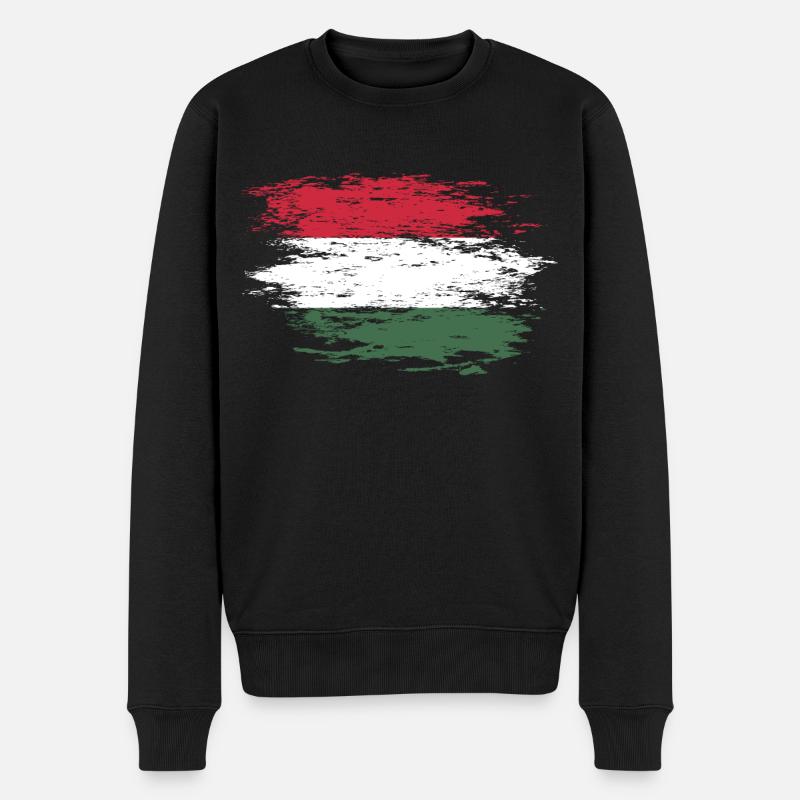 Ungarn Flagge used - Männer Premium Bio Pullover - Schwarz