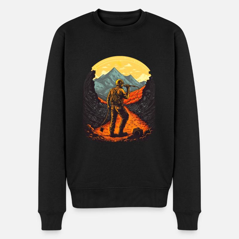 Mineur rétro avec outils - Pull Premium bio Homme - noir