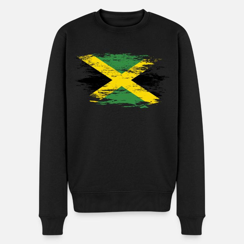 Jamaika Flagge used - Männer Premium Bio Pullover - Schwarz