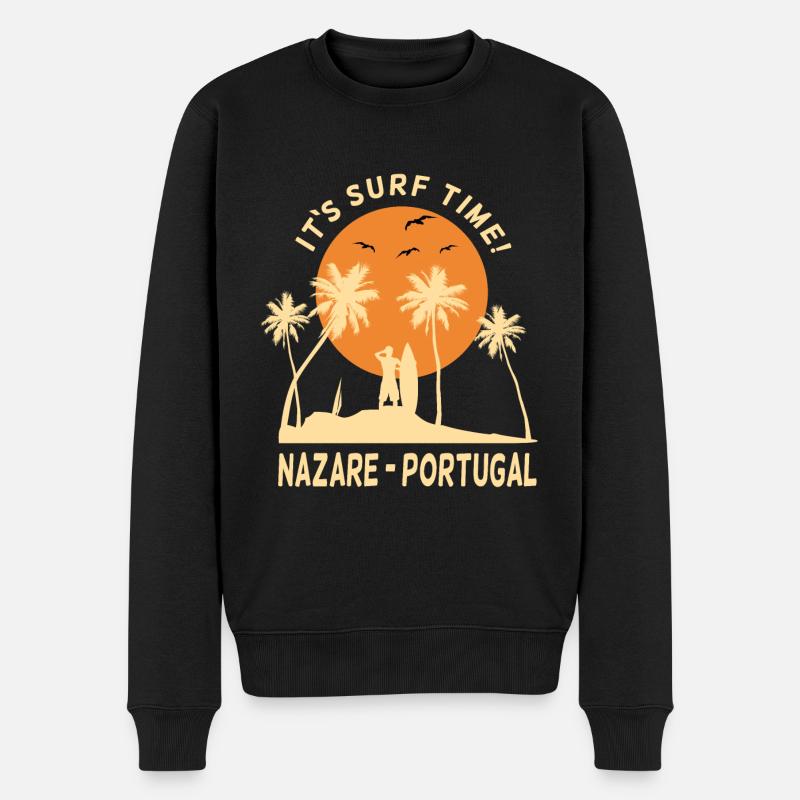 Nazare Portugal c’est le temps du surf surfeur surfeur - Pull Premium bio Homme - noir