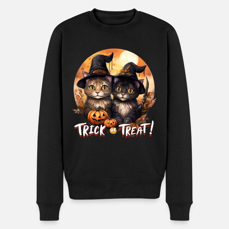 Halloween Trick or Treat Süße Katzen - Männer Premium Bio Pullover - Schwarz