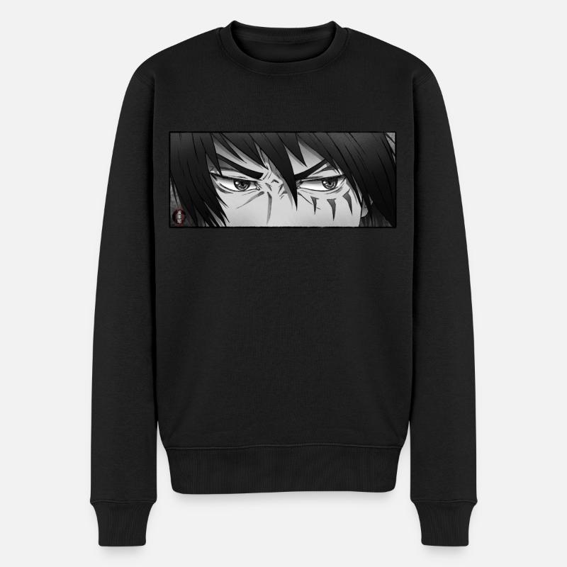 Anime Krieger-Augen - Männer Premium Bio Pullover - Schwarz