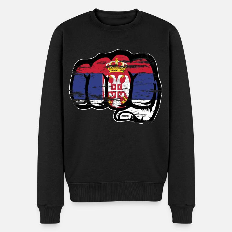 Serbien Flagge Faust Symbol used - Männer Premium Bio Pullover - Schwarz