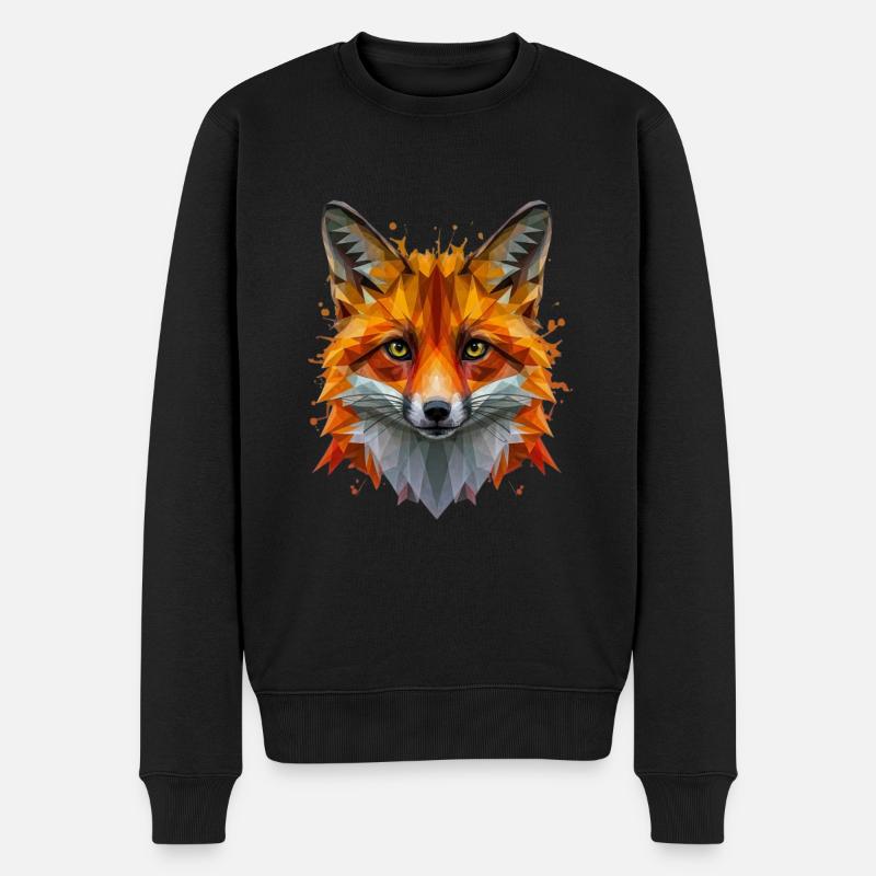 Fuchs Kopf Fox - Männer Premium Bio Pullover - Schwarz