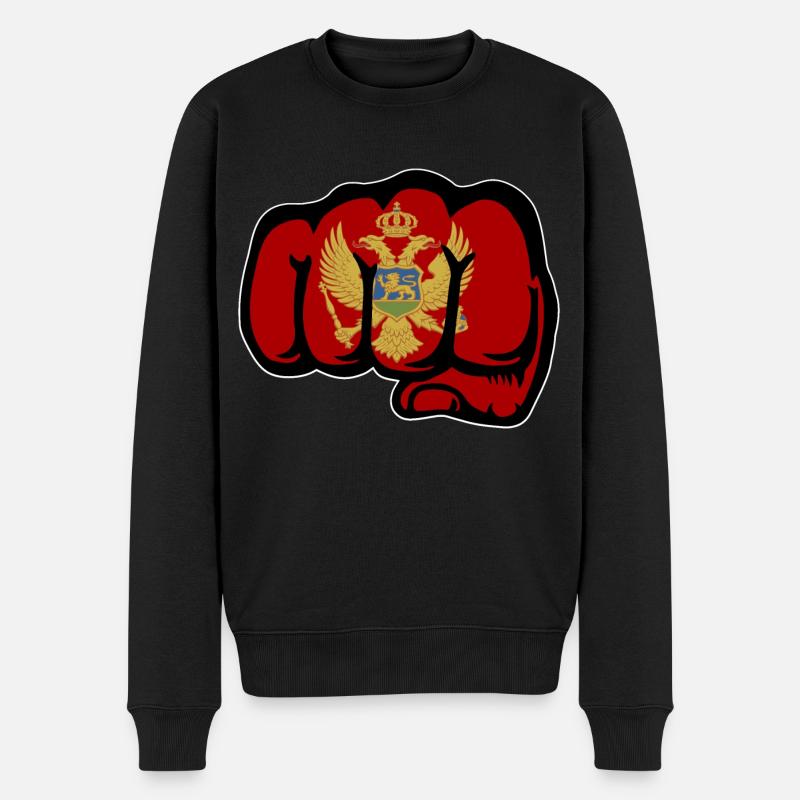Montenegro Flagge Faust - Männer Premium Bio Pullover - Schwarz