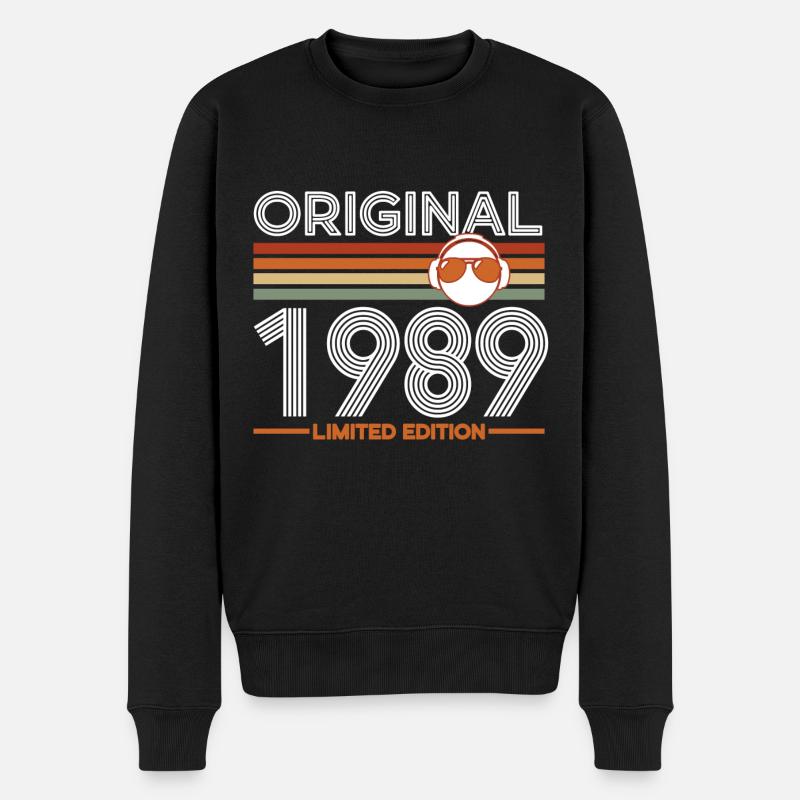 1989 - Männer Premium Bio Pullover - Schwarz