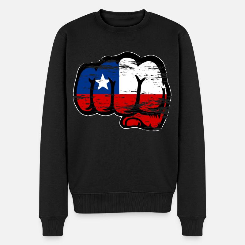 Poing du drapeau chilien utilisé - Pull Premium bio Homme - noir