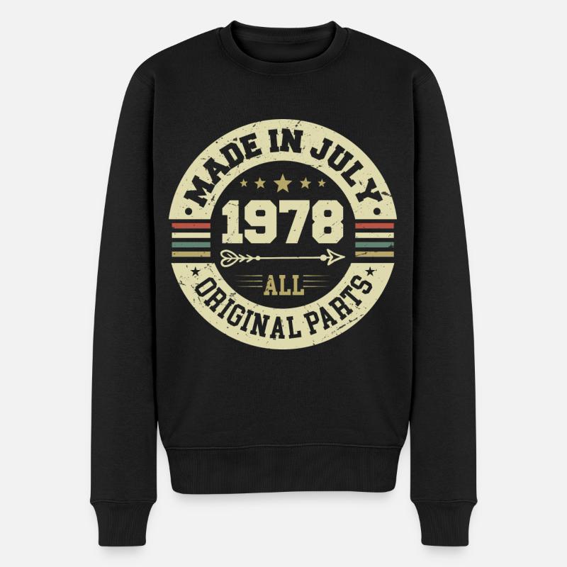 Juli 1978 Geburtstagsgeschenk 1978 I Made in July - Männer Premium Bio Pullover - Schwarz