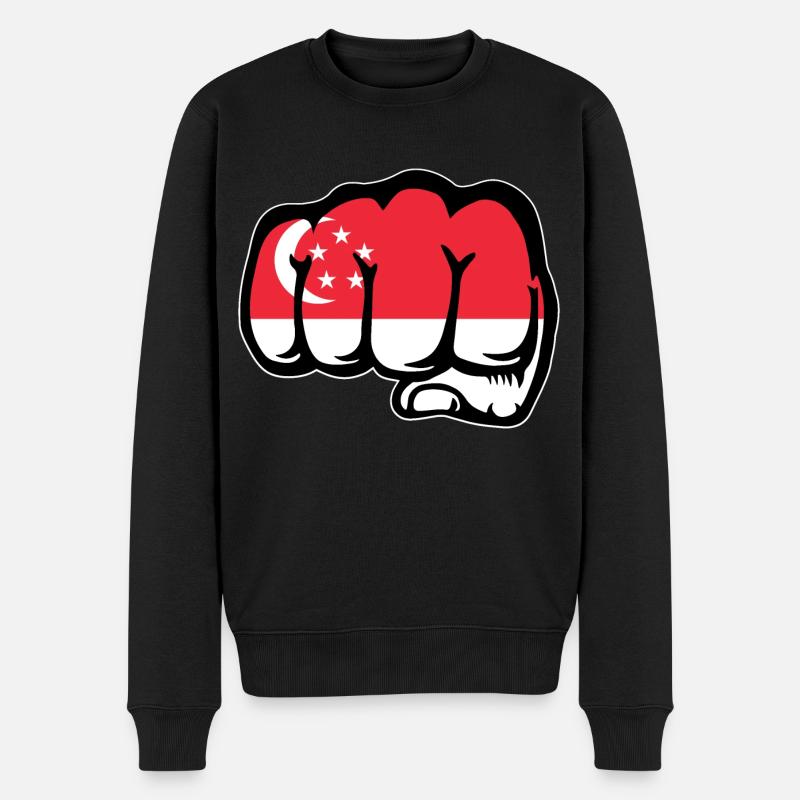 Drapeau de Singapour Poing - Pull Premium bio Homme - noir