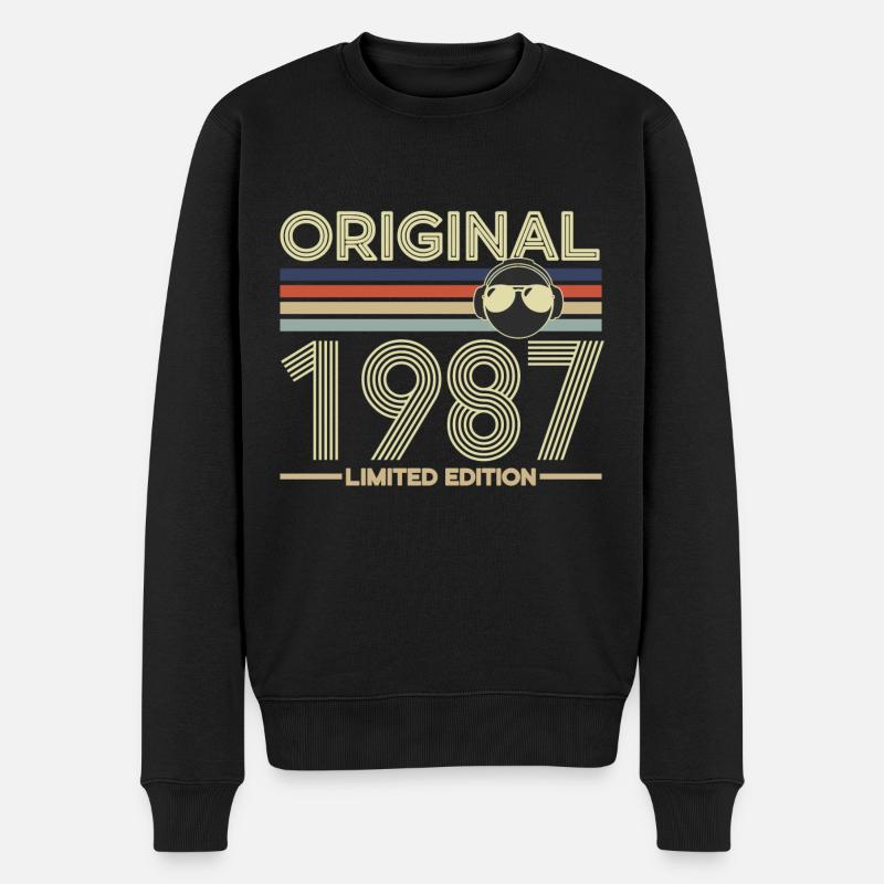 1987 - Männer Premium Bio Pullover - Schwarz