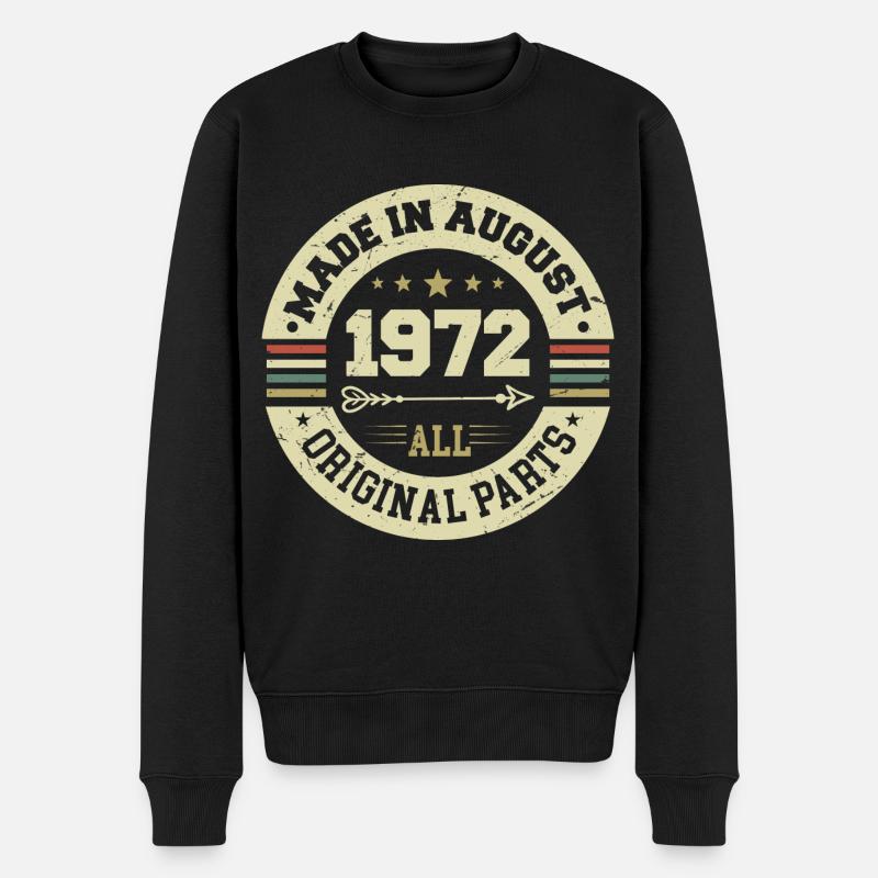 August 1972 Geburtstagsgeschenk August 1972 August - Männer Premium Bio Pullover - Schwarz
