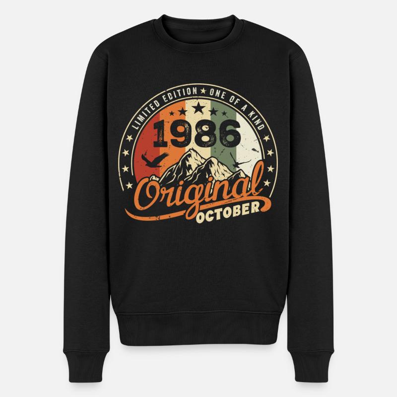Oktober 1986 Geburtstagsgeschenk Oktober 1986 - Männer Premium Bio Pullover - Schwarz