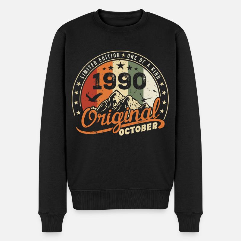 Oktober 1990 Geburtstagsgeschenk Oktober 1990 - Männer Premium Bio Pullover - Schwarz