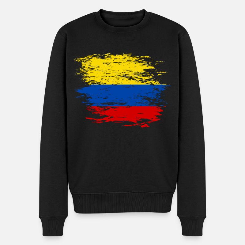 Kolumbien Flagge used - Männer Premium Bio Pullover - Schwarz
