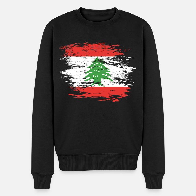 Libanon Flagge used - Männer Premium Bio Pullover - Schwarz