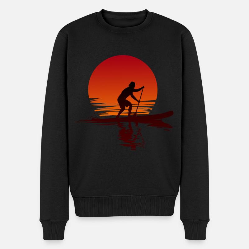 Stand Up Paddle Sonnenuntergang - Männer Premium Bio Pullover - Schwarz