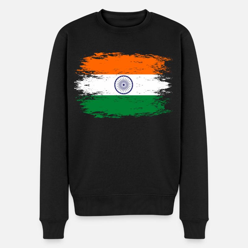 Drapeau de l’Inde aspect utilisé - Pull Premium bio Homme - noir