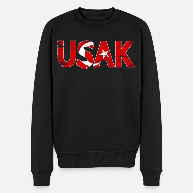 Usak Drapeau turc utilisé - Pull Premium bio Homme - noir