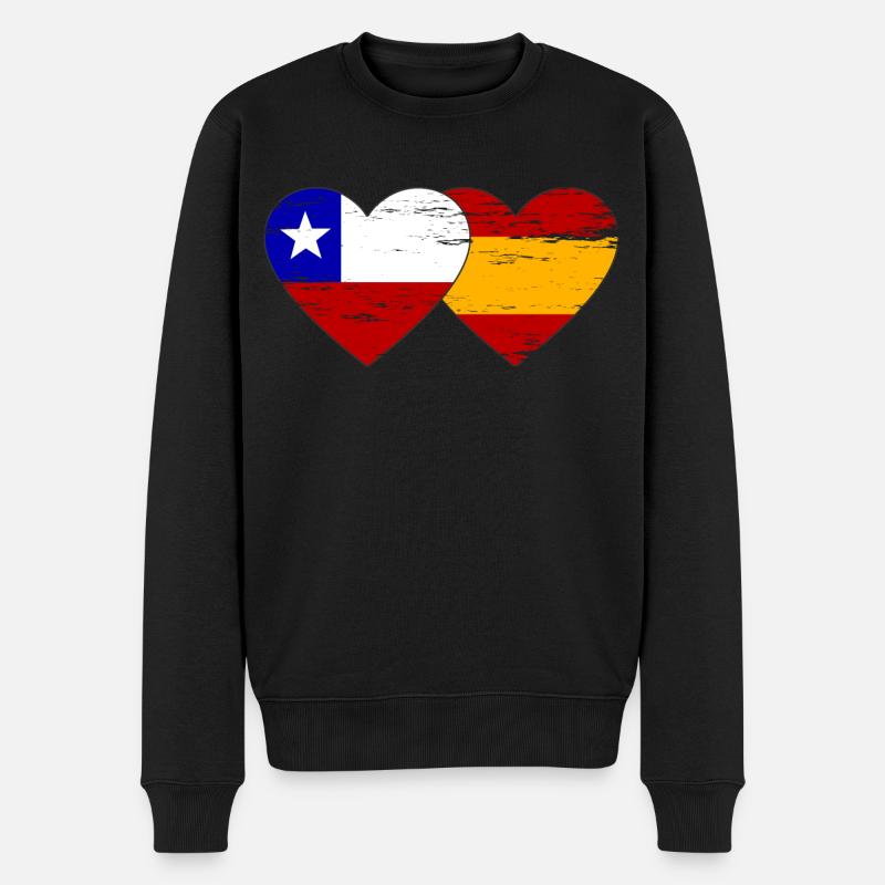 Chili Espagne drapeau coeur utilisé - Pull Premium bio Homme - noir