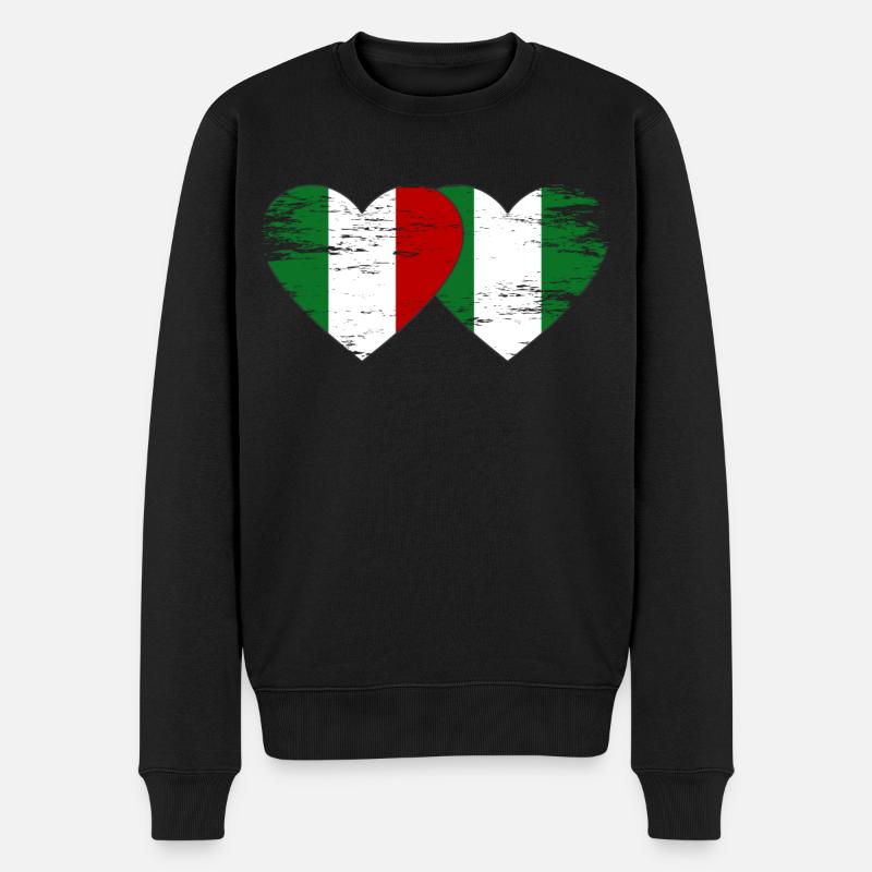 Italie Nigeria drapeau coeur utilisé - Pull Premium bio Homme - noir