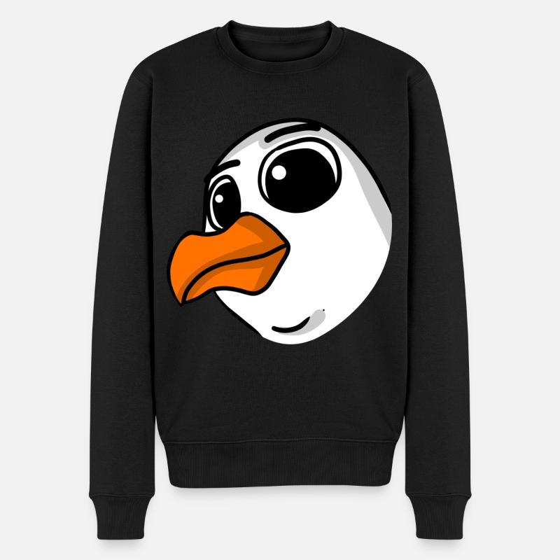 Möwe Kopf - Männer Premium Bio Pullover - Schwarz