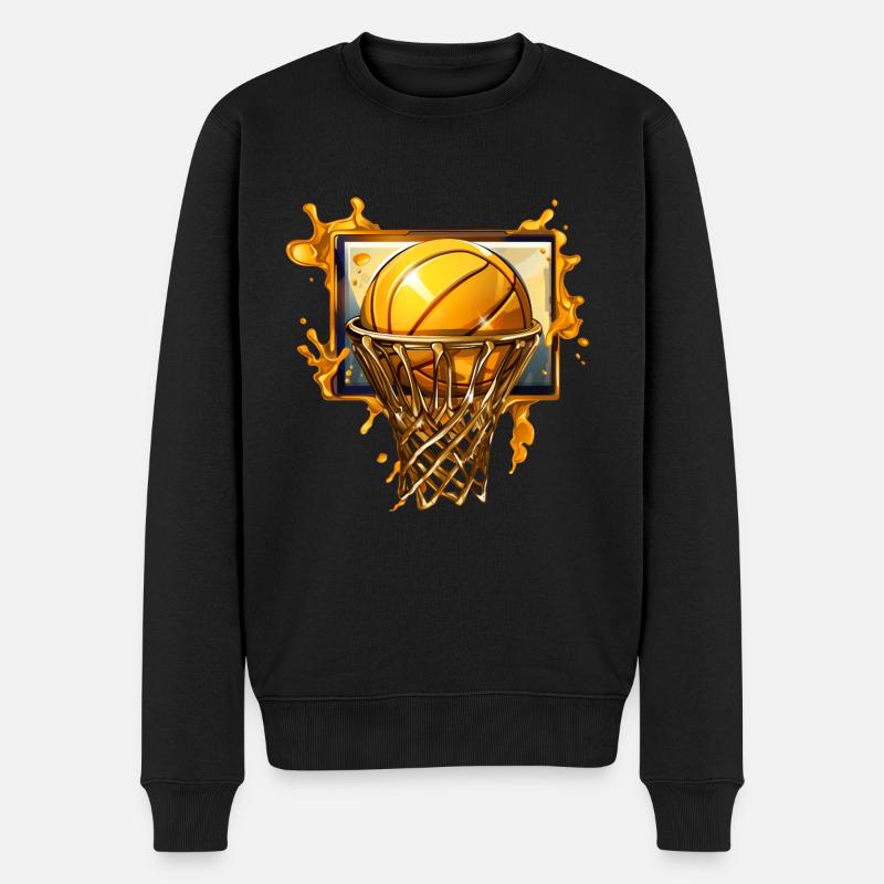 Cerceau de basket doré - Pull Premium bio Homme - noir
