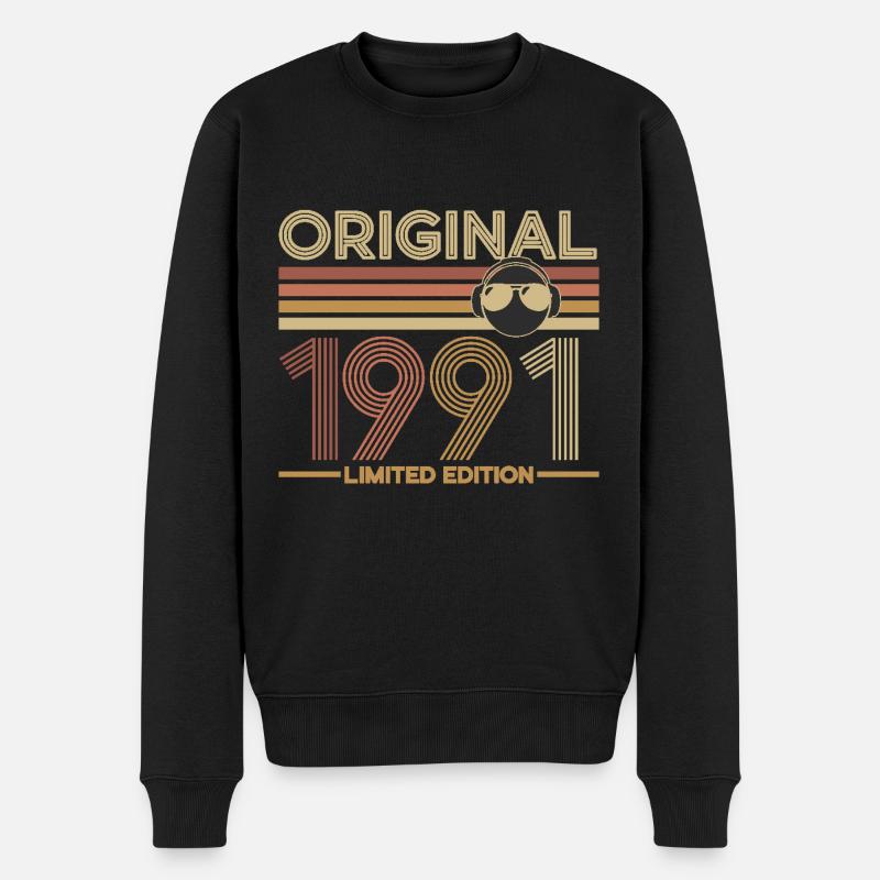 1991 - Männer Premium Bio Pullover - Schwarz