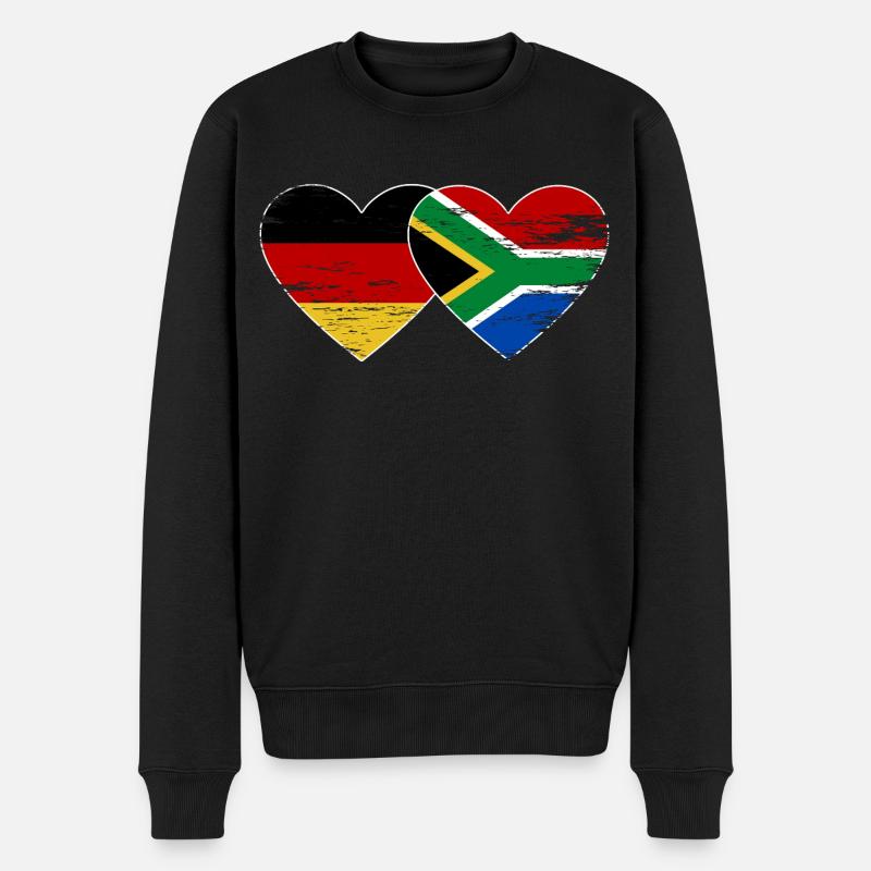 Deutschland Südafrika Flagge Hände Herzform used - Männer Premium Bio Pullover - Schwarz