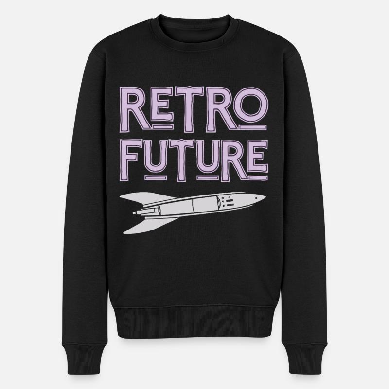 Retro Future Rakete Nostalgie - Männer Premium Bio Pullover - Schwarz
