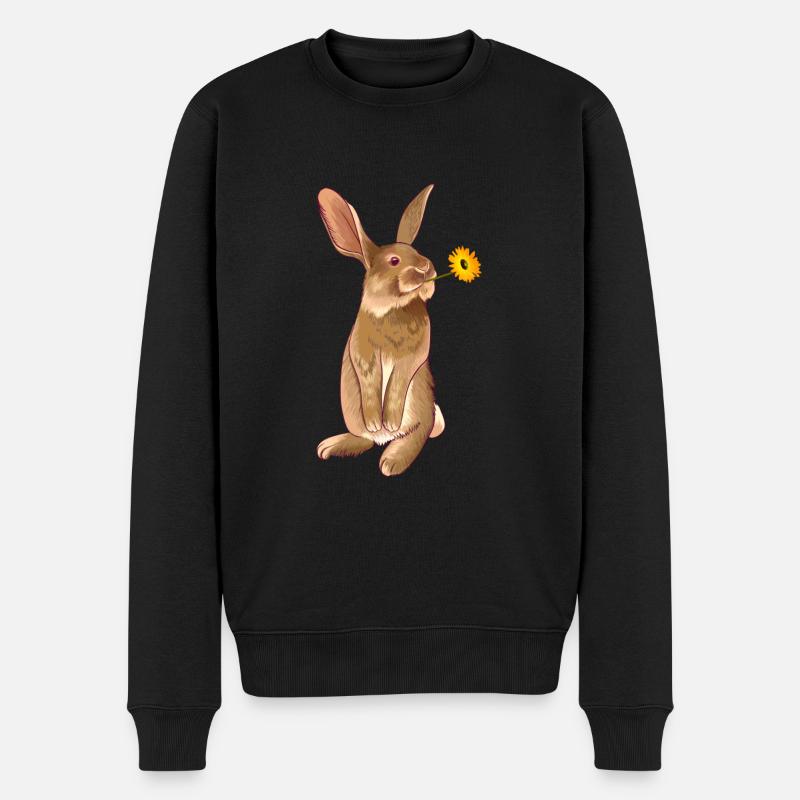 Schneehase Wildtier - Männer Premium Bio Pullover - Schwarz