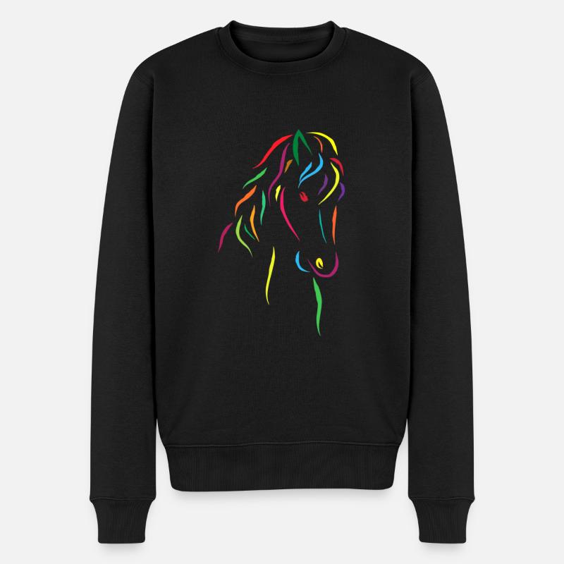 Tête de cheval colorée - Pull Premium bio Homme - noir
