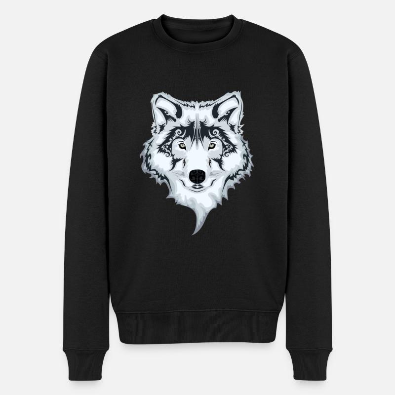 Der weiße Wolf - Männer Premium Bio Pullover - Schwarz