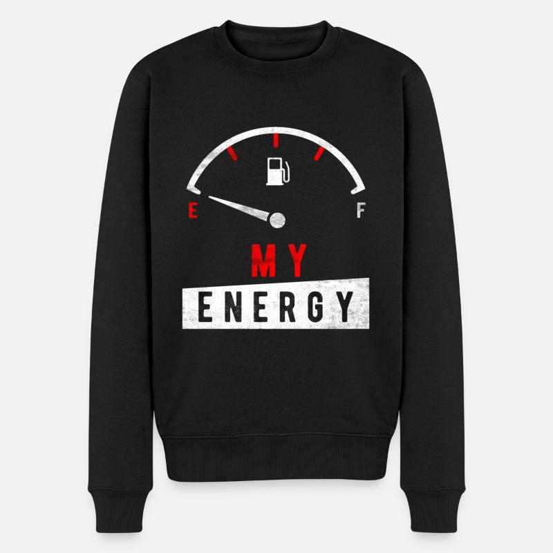 Mein Energy Level - Männer Premium Bio Pullover - Schwarz